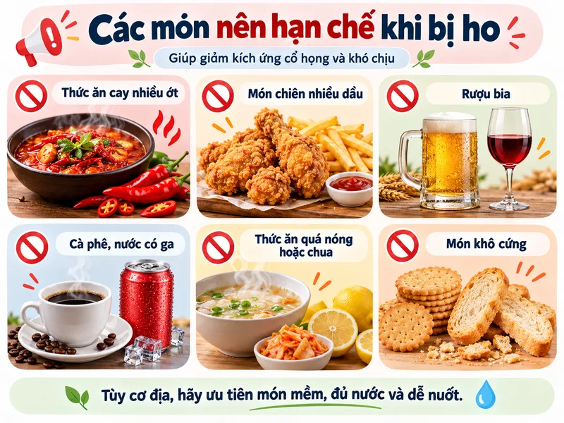 Bị ho kiêng ăn gì để hạn chế kích ứng và cảm giác đau rát cổ họng?